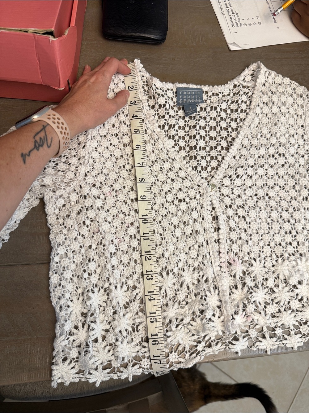 Rabbit Rabbit Rabbit White Crochet Cardigan - Picture 6 of 6
